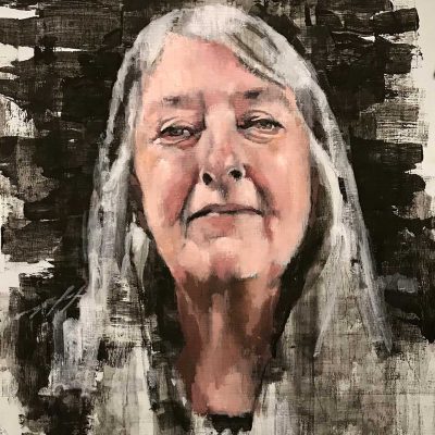 Mary Beard Portrait, Sky Arts PAOTW. Oils on 40x60 board. POA