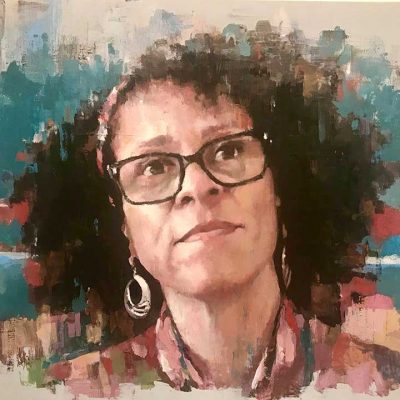 Portrait of Bernadine Evaristo. Sky Arts PAOTW. Oils on 50x40cm board. POA