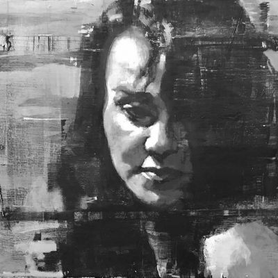 Portrait Sketch of Valerie. Oils on 60x40cm board. Private Collection