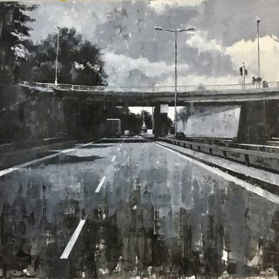 Freeway Overpass. Oils on 80x70cm board. POA