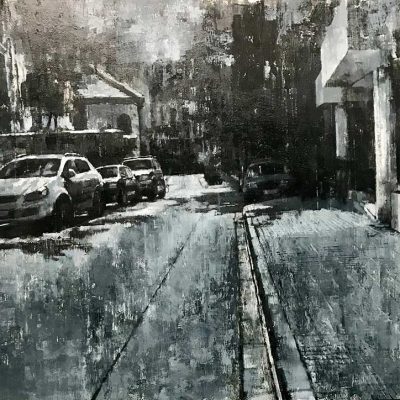 Library Street. Oils on 80x6cm board. SOLD