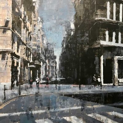 Malaga Street Scene. Oils on 60x8cm board. POA