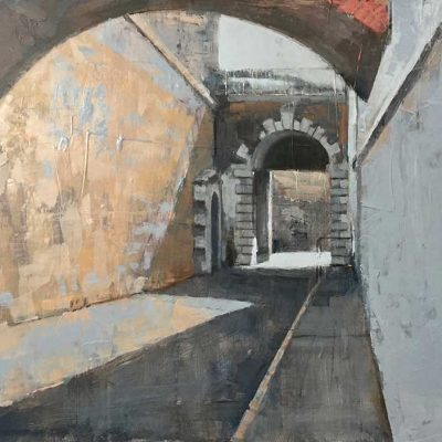 Prince Edward’s Gate, Gibraltar, Gibraltar Stamp Issue. Oils on 80x60cm board. SOLD
