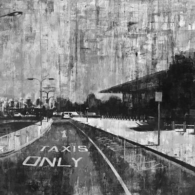 Taxis Only, Gibraltar Airport. Oils on 94x60cm board. POA