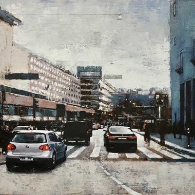 Traffic in Stockholm. Oils on 122x74cm board. POA