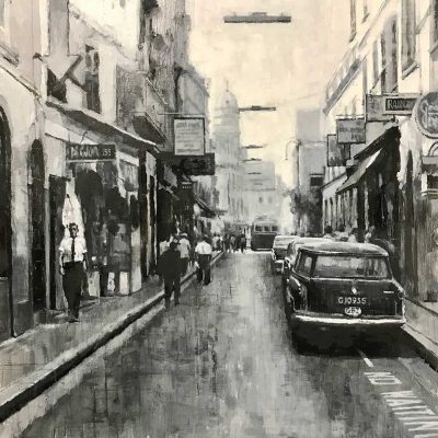View towards the Cathedral, Gibraltar. Oils on 60x60cm board. POA