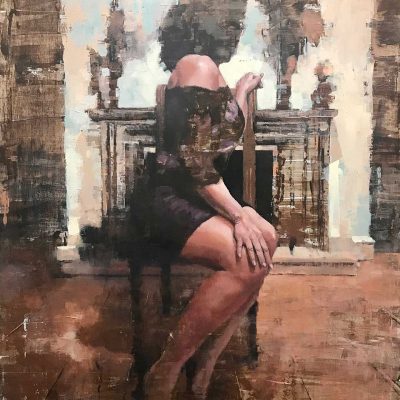 Seated Figure. Oils on 60x80cm board. POA